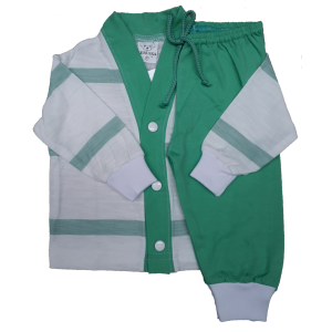 0275 Pijama Algodão Listrado com Calça Verde P